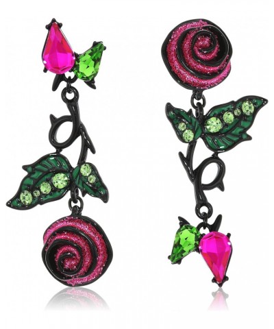 Glitter Rose Mismatch Drop Earrings $15.24 Earrings