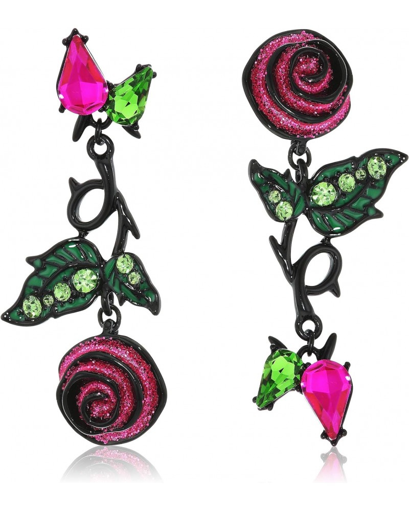 Glitter Rose Mismatch Drop Earrings $15.24 Earrings