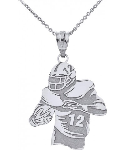 Sports Charm 925 Sterling Personalized Name and Number Football Player Pendant Necklace - Choice of Pendant Only or Rolo Chai...