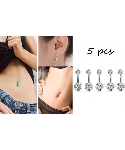 14G Belly Button Ring Body Jewelry Piercing 10 Pack, Colorful Belly Button Ring, Stainless Steel Belly Button Ring for Girl a...