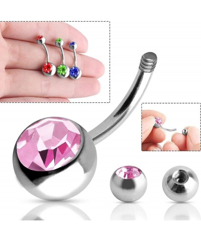 14G Belly Button Ring Body Jewelry Piercing 10 Pack, Colorful Belly Button Ring, Stainless Steel Belly Button Ring for Girl a...