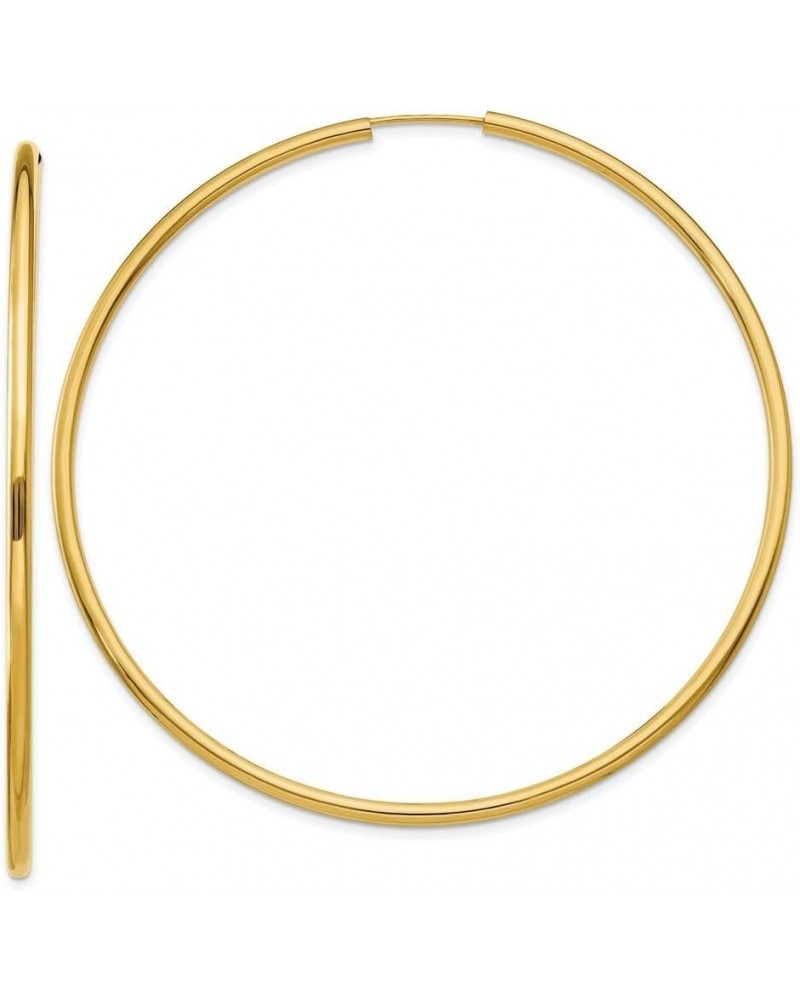 14k Yellow White Rose Gold Polished Round Endless 2mm Hoop Earrings Yellow Gold 65mm $47.49 Earrings