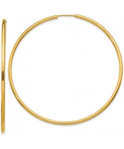 14k Yellow White Rose Gold Polished Round Endless 2mm Hoop Earrings Yellow Gold 65mm $47.49 Earrings