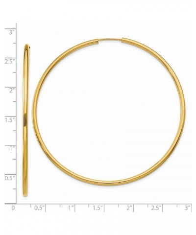 14k Yellow White Rose Gold Polished Round Endless 2mm Hoop Earrings Yellow Gold 65mm $47.49 Earrings