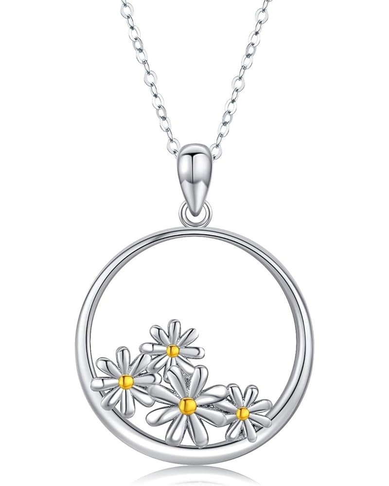 Daisy Necklace 925 Sterling Silver Daisy Flower Necklaces Opal BirthstoneJewellery Daisy Birthday gifts for women - 18" + 2" ...