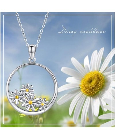 Daisy Necklace 925 Sterling Silver Daisy Flower Necklaces Opal BirthstoneJewellery Daisy Birthday gifts for women - 18" + 2" ...