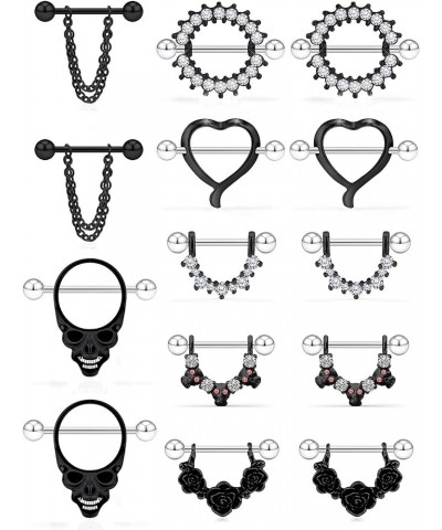 Nipple Rings for Women Nipple Piercing Jewelry 14G Nipple Rings Surgical Steel Screw Dangle Nipplerings Nipple Shield Ring Ba...