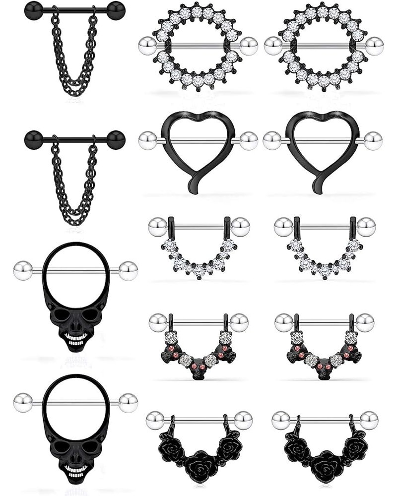 Nipple Rings for Women Nipple Piercing Jewelry 14G Nipple Rings Surgical Steel Screw Dangle Nipplerings Nipple Shield Ring Ba...