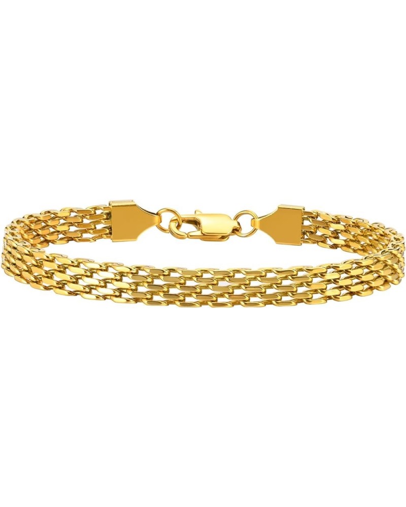 18K gold solid mesh bracelet, fashionable tennis bracelet, high-end jewelry, women's gift, Christmas gift Gold 6.7inch $83.64...