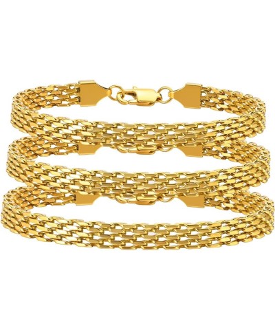 18K gold solid mesh bracelet, fashionable tennis bracelet, high-end jewelry, women's gift, Christmas gift Gold 6.7inch $83.64...