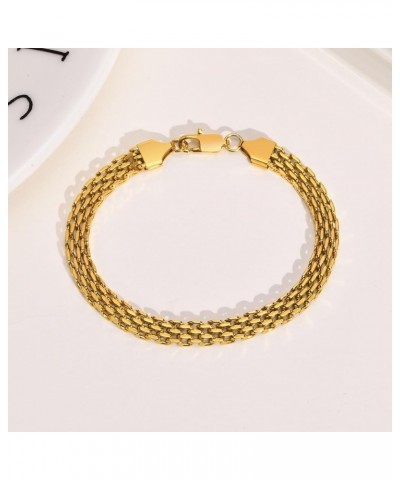 18K gold solid mesh bracelet, fashionable tennis bracelet, high-end jewelry, women's gift, Christmas gift Gold 6.7inch $83.64...