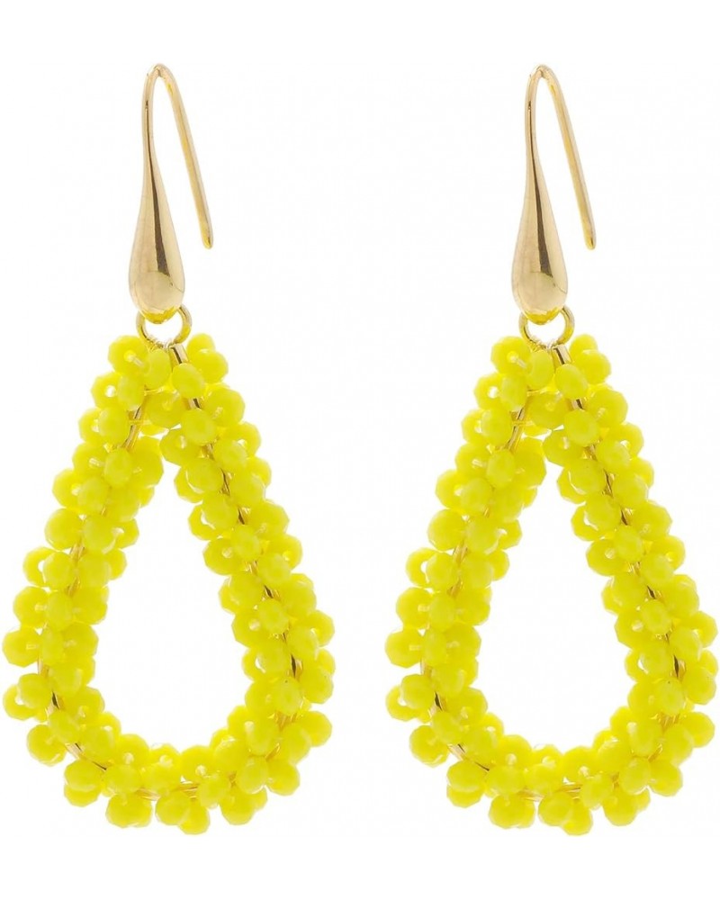 New Elegant Handmade Beads Dangle Earrings for Women Tearsdrop Earrings Yellow $8.54 Earrings