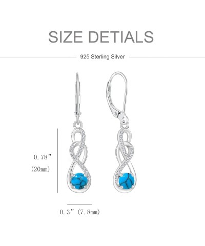 Turquoise Earrings 925 Sterling Silver Leverback Drop Dangle Earrings with 5A Cubic Zirconia Jewelry Gift for Women D $33.30 ...