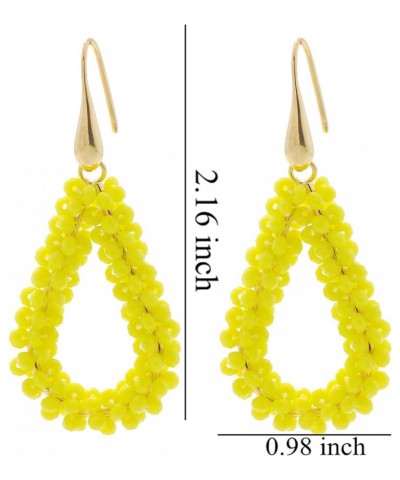 New Elegant Handmade Beads Dangle Earrings for Women Tearsdrop Earrings Yellow $8.54 Earrings