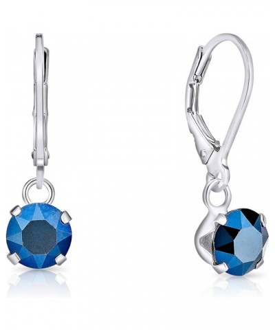 925 Sterling Silver SMALL/MEDIUM Drop/Dangle Leverback Earrings made with Round Crystals from Swarovski Elements - Diameter: ...