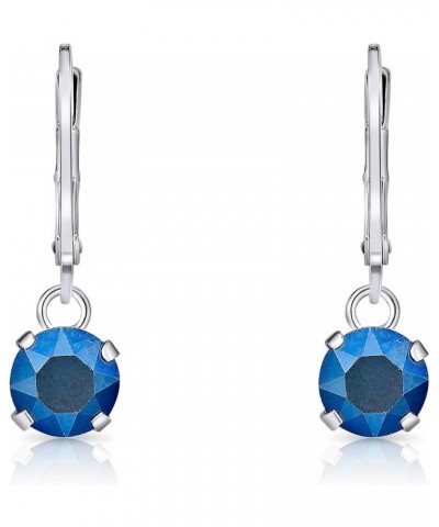 925 Sterling Silver SMALL/MEDIUM Drop/Dangle Leverback Earrings made with Round Crystals from Swarovski Elements - Diameter: ...