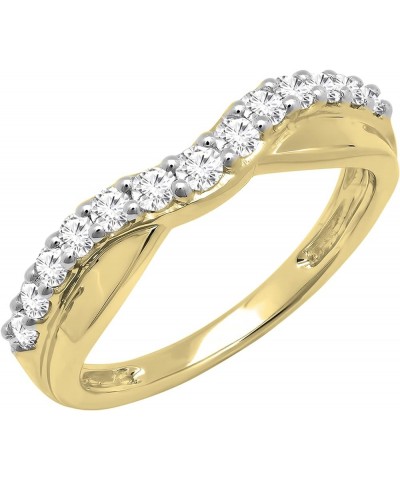 0.55 Carat (ctw) Round White Diamond Contour Wedding Band for Women in 10K Gold 7 Yellow Gold $282.97 Bracelets