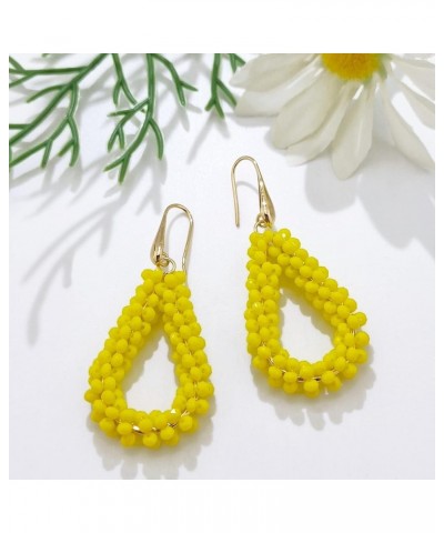 New Elegant Handmade Beads Dangle Earrings for Women Tearsdrop Earrings Yellow $8.54 Earrings