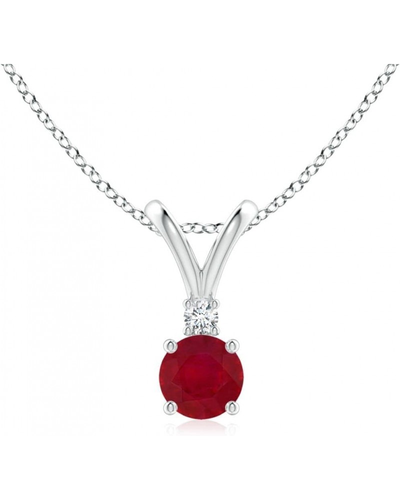 Natural Ruby Solitaire Pendant Necklace with Diamond in Sterling Silver/14k Solid Gold/Platinum, Girls with 18" Chain | July ...