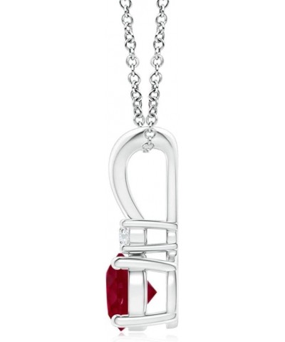 Natural Ruby Solitaire Pendant Necklace with Diamond in Sterling Silver/14k Solid Gold/Platinum, Girls with 18" Chain | July ...