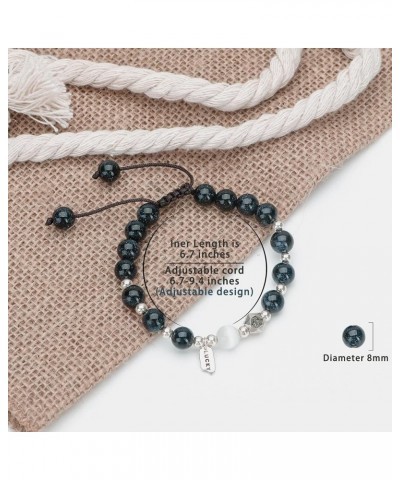 925 Silver Zodiac Bracelet,Natural Blue Sandstone Bead Bracelet, Braided Cord Unisex Adjustable Tassel Bracelet Gemini $11.48...