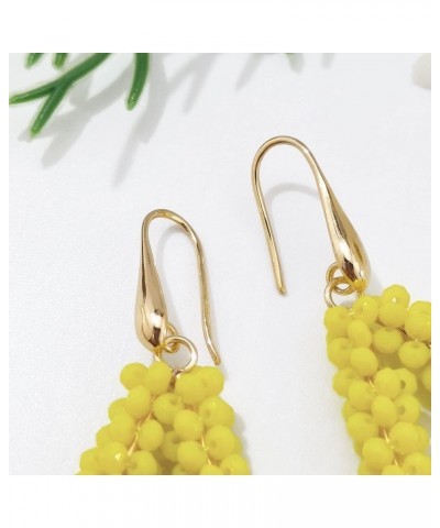 New Elegant Handmade Beads Dangle Earrings for Women Tearsdrop Earrings Yellow $8.54 Earrings