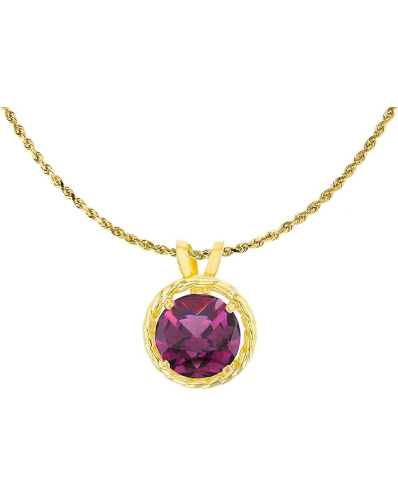 10K Yellow Gold 6mm Round Rope Frame Rabbit Ear 18" Rope Chain Necklace Rhodolite Yellow Gold $41.54 Necklaces