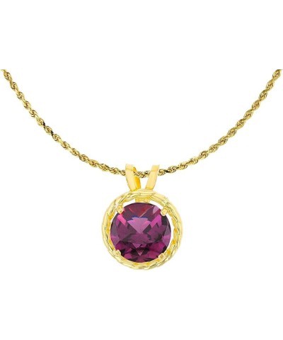 10K Yellow Gold 6mm Round Rope Frame Rabbit Ear 18" Rope Chain Necklace Rhodolite Yellow Gold $41.54 Necklaces