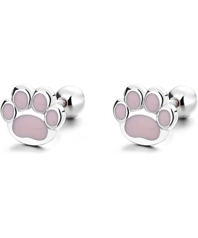 18G Cute Puppy Dog Cat Paw Print Stud Earrings 925 Sterling Silver Animal Pet Tiny Cartilage Earrings Helix Tragus Studs Scre...