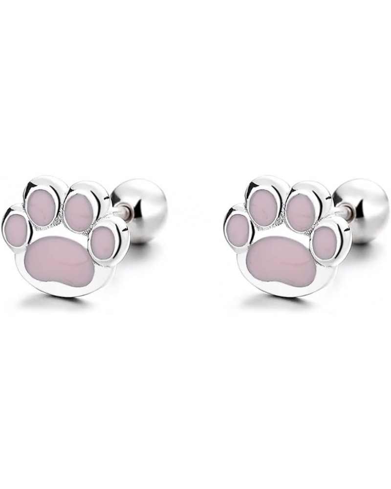 18G Cute Puppy Dog Cat Paw Print Stud Earrings 925 Sterling Silver Animal Pet Tiny Cartilage Earrings Helix Tragus Studs Scre...