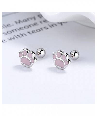 18G Cute Puppy Dog Cat Paw Print Stud Earrings 925 Sterling Silver Animal Pet Tiny Cartilage Earrings Helix Tragus Studs Scre...