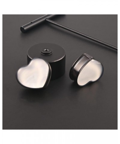 2PCS Heart Shape White Opal Hypoallergenic Stainless Steel Plugs Ear Gauges Tunnels Piercing Expander Stretchers Fashion Body...