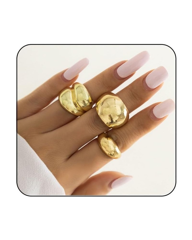 Chunky Gold Rings for Women Gold Silver Adjustable Thick Ring Fashion Statement Ring Open Dome Ring Chunky Silver Rings Geome...