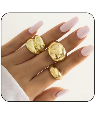 Chunky Gold Rings for Women Gold Silver Adjustable Thick Ring Fashion Statement Ring Open Dome Ring Chunky Silver Rings Geome...