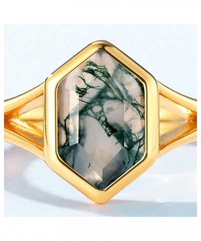 Natural Moss Agate Ring for Women 925 Sterling Silver Green Moss Agate Set Ring for Women Promise Ring Engagement Moss Agate ...