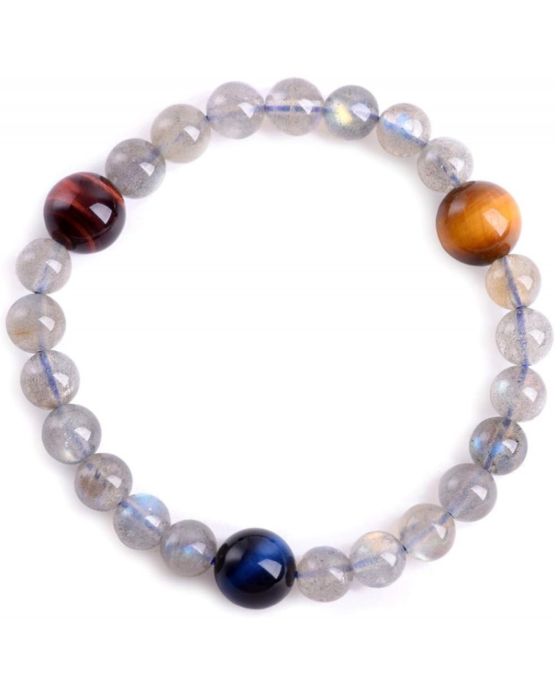 Natural Gray Moonstone Beads Round 6mm with Natural Tigereye stone Planet Bracelet Women Jewelry moonstone $13.07 Bracelets