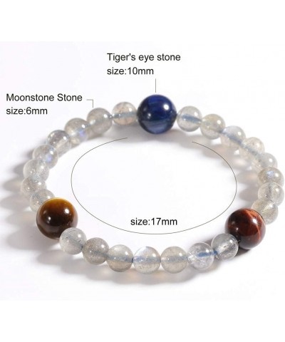 Natural Gray Moonstone Beads Round 6mm with Natural Tigereye stone Planet Bracelet Women Jewelry moonstone $13.07 Bracelets