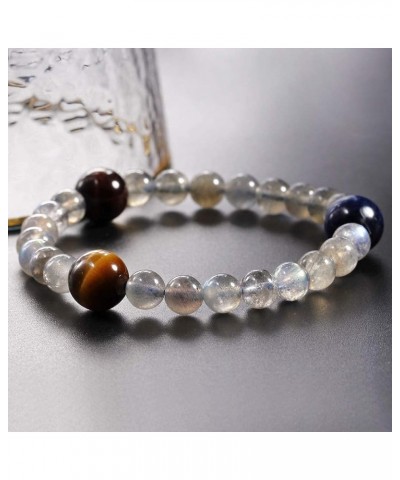 Natural Gray Moonstone Beads Round 6mm with Natural Tigereye stone Planet Bracelet Women Jewelry moonstone $13.07 Bracelets