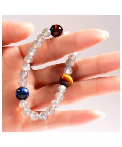 Natural Gray Moonstone Beads Round 6mm with Natural Tigereye stone Planet Bracelet Women Jewelry moonstone $13.07 Bracelets