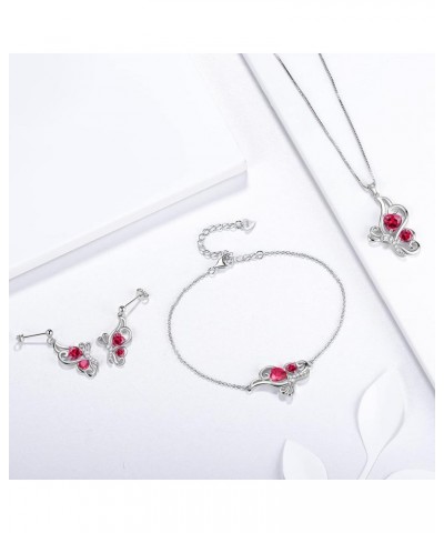 Butterfly Heart Jewellery Sets - Women 925 Sterling Silver Animal Butterflies Birthstone Necklace Earring Bracelet Set Crysta...