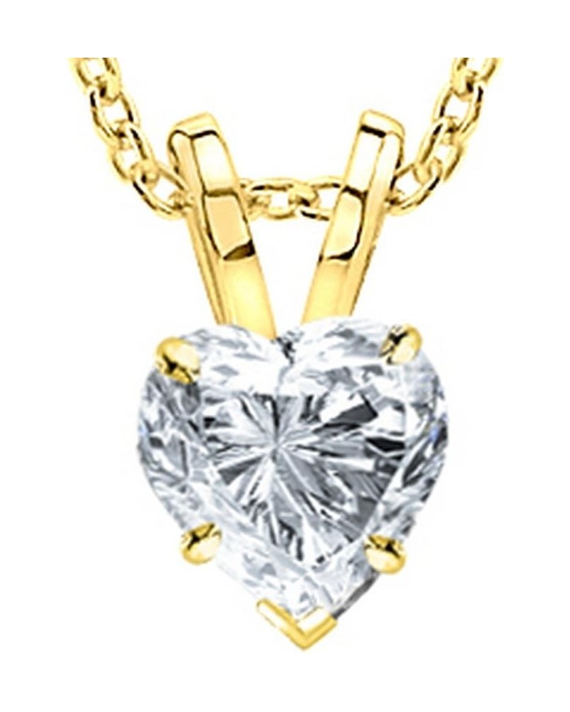 IGI Certified LAB-GROWN Heart Cut Diamond Pendant Necklace 4 Prong Premium Collection (E-F Color, SI1-SI2 Clarity Ideal Cut) ...