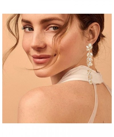 Fashion Long Rhinestone Dangle Earrings Crystal Teardrop Dangling Earrings for Women Wedding Brides Prom Elegant Chandelier E...