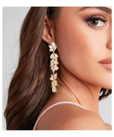 Fashion Long Rhinestone Dangle Earrings Crystal Teardrop Dangling Earrings for Women Wedding Brides Prom Elegant Chandelier E...