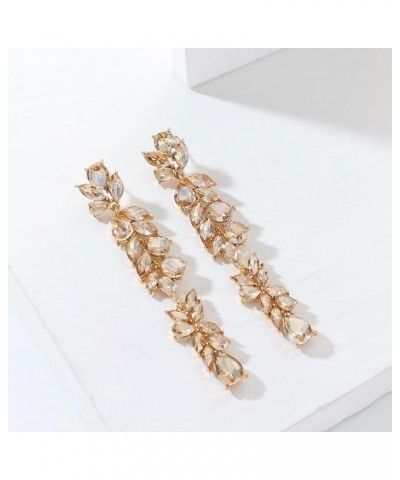 Fashion Long Rhinestone Dangle Earrings Crystal Teardrop Dangling Earrings for Women Wedding Brides Prom Elegant Chandelier E...