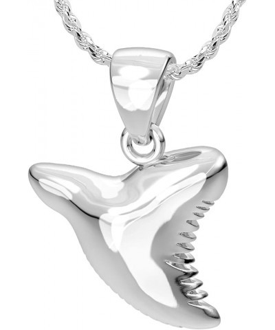 And Gems Ladies 925 Sterling Silver Shark Tooth Aquatic Charm Pendant Necklace, 18in to 24in 20in, 2.4mm Rope Chain $26.94 Ne...