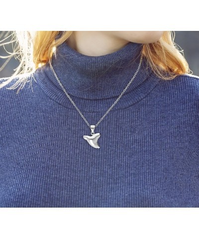 And Gems Ladies 925 Sterling Silver Shark Tooth Aquatic Charm Pendant Necklace, 18in to 24in 20in, 2.4mm Rope Chain $26.94 Ne...