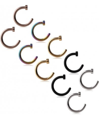 6-12pcs Stainless Steel Body Jewelry Piercing Earrings Nose Hoop Ring Unisex 20 Gauge 1/4"(6mm) 6.0 Millimeters 10pcs - mix c...