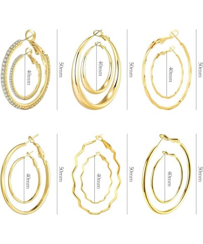 6 Pairs S925 Large Hoop Earrings for Women Oversize Big Hoop Earrings Thick Chunky Earrings Hypoallergenic Earrings Huggie Ho...