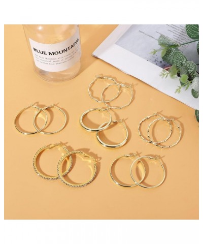 6 Pairs S925 Large Hoop Earrings for Women Oversize Big Hoop Earrings Thick Chunky Earrings Hypoallergenic Earrings Huggie Ho...