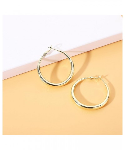 6 Pairs S925 Large Hoop Earrings for Women Oversize Big Hoop Earrings Thick Chunky Earrings Hypoallergenic Earrings Huggie Ho...